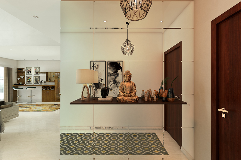 Vastu for home entrance idols, place statues of Buddha on a table to nullify energies