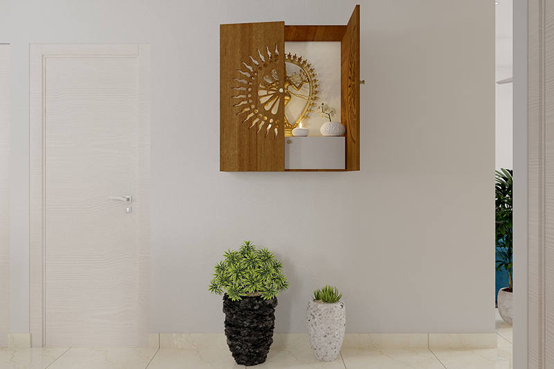 Pooja room location as per Vastu recommends the northeast direction of the kitchen when there is no dedicated space