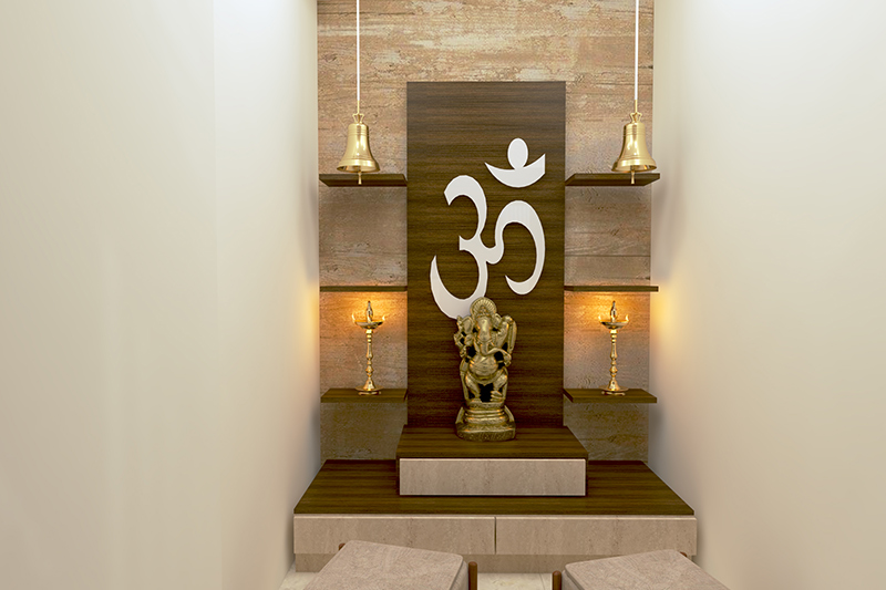 Pooja room Vastu recommends placing religious texts, sandalwood, lamps, and other items in the southeast zone