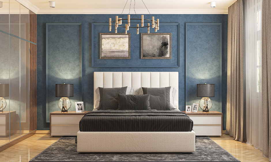 Wall moulding decor adds a touch of sophistication to the bedroom