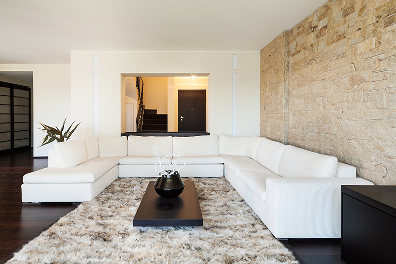 Living room wall texture in stone finish is perfect for those who love the rustic style.