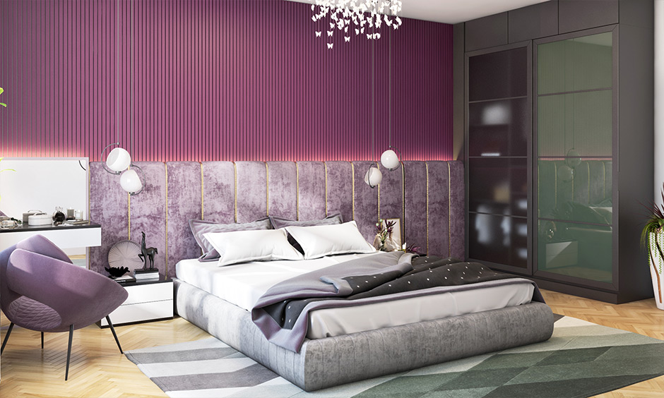 Modern purple bedroom decor