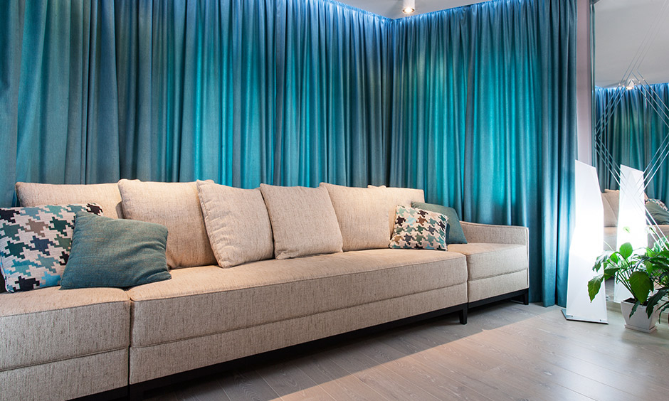 Blue curtain designs for living room bring peace and elegance