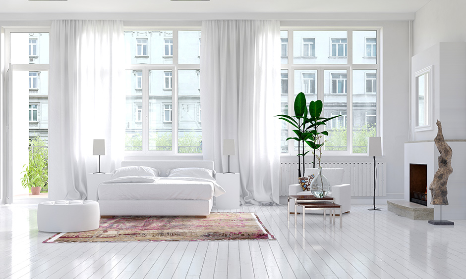 White curtain design for living room looks well lit, dreamy and sublime