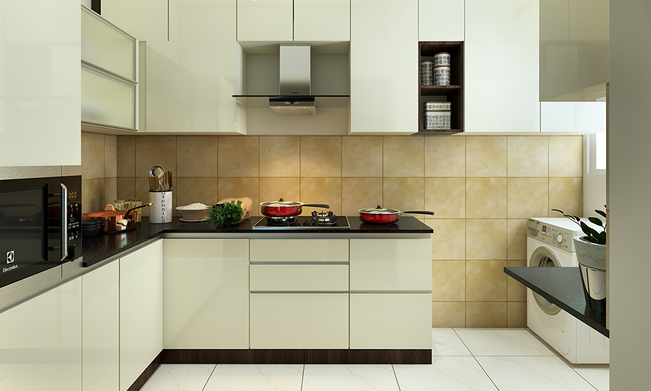 Floor to ceiling wardrobe design kitchen beautifully makes use of all available space to make room for kitchen essentials.