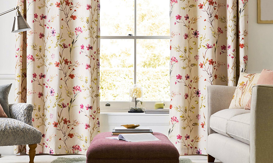 Latest curtains for living room in floral pattern design