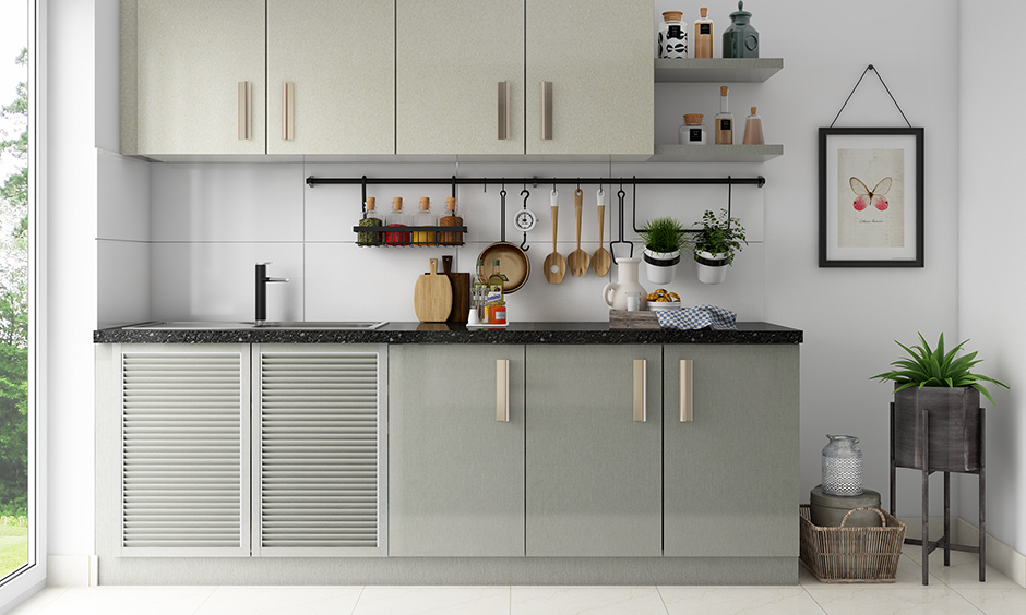Louvered sunmica colour combination kitchen cabinet doors for your home