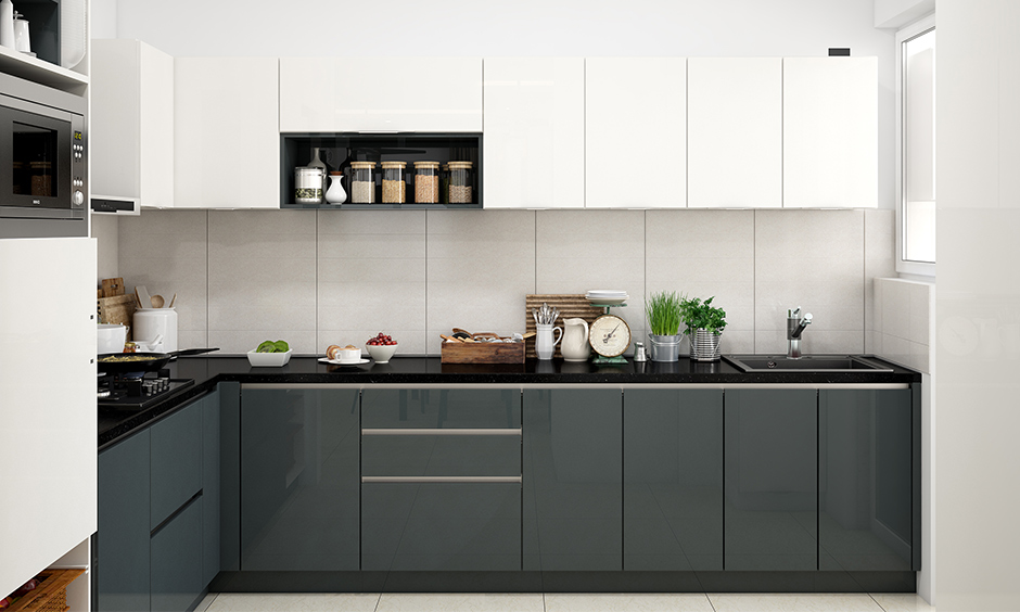 Clutter-free classic Italian finish closed cabinet and trolley design for wardrobe design for kitchen.