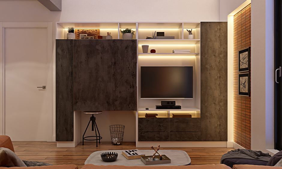 Minimalist rustic theme living room which is sleek and breathtaking