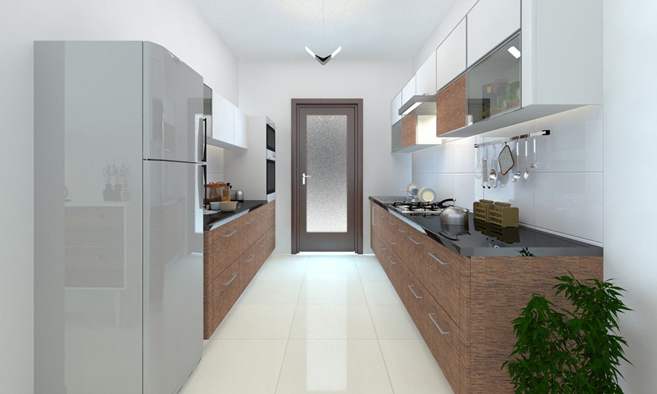 Simple kitchen with a parallel kitchen layout