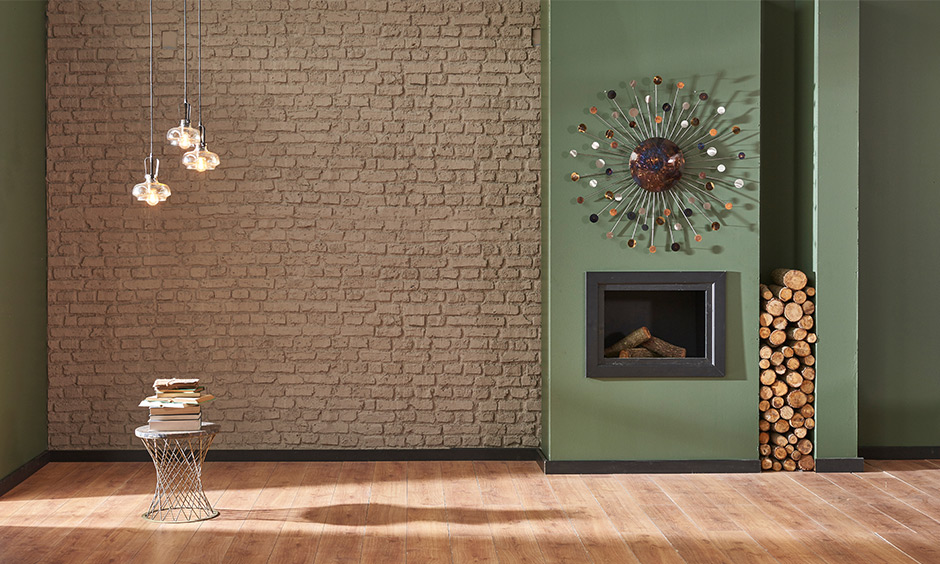 Brown combination colour with Industrial look with metal pendant lights makes this room look warm