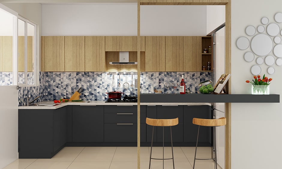 Minimal kitchen partition design ideas with wood or glass materials