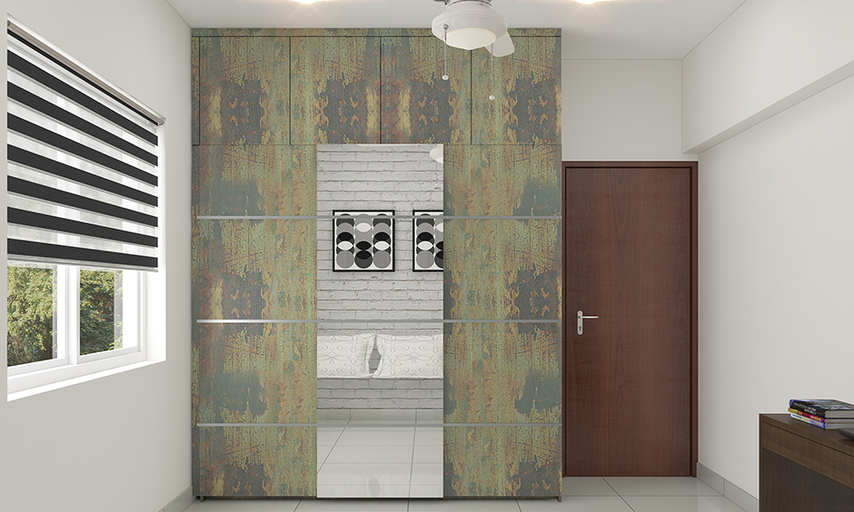 Rustic mix colour combination for wardrobe doors highlights the look in a natural way.