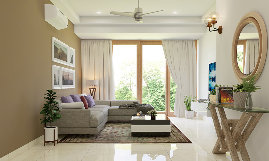 Entrance mirror as a decor piece forms part of cheap home decor ideas for the living room