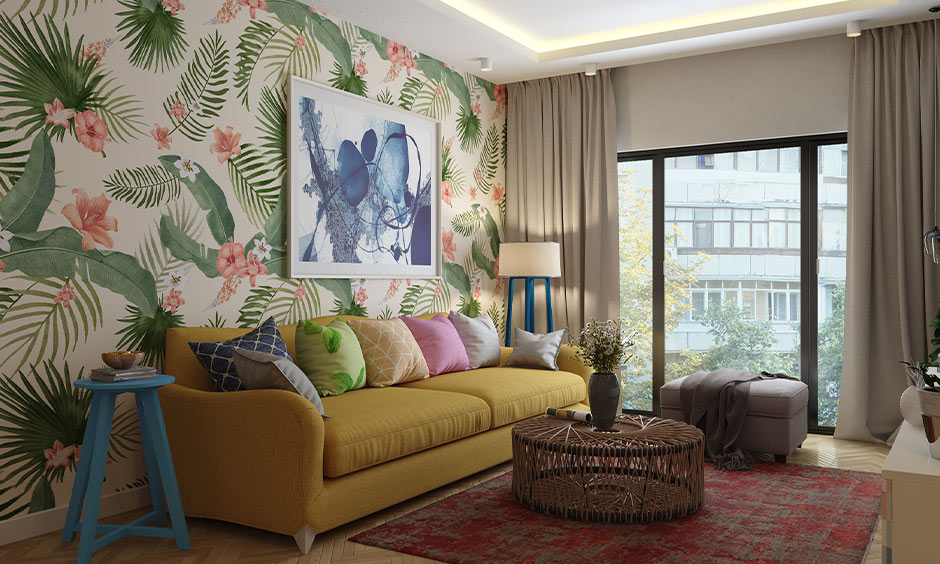 Hallway wallpaper design for springtime