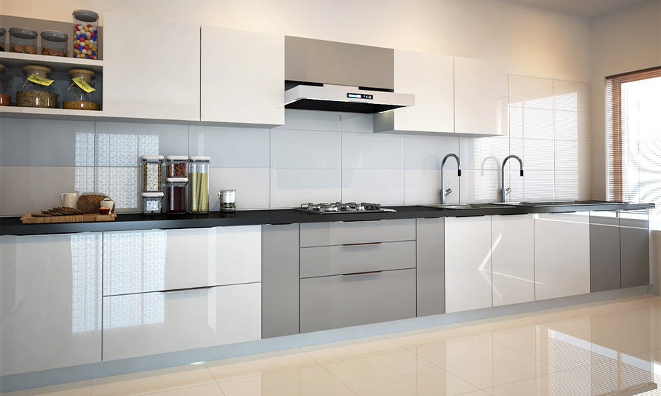 Kitchen has an aluminium profile shutter which is durable and elegant, enhancing its overall aesthetic appeal.