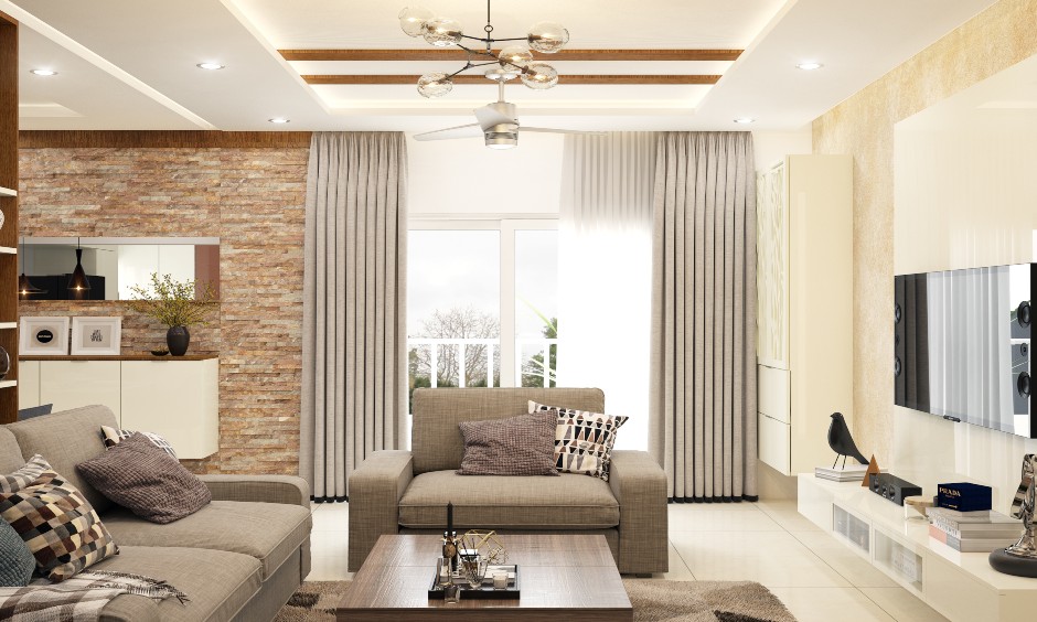 This modern curtain for living room that matches colours, patterns and textures to the area stands out.