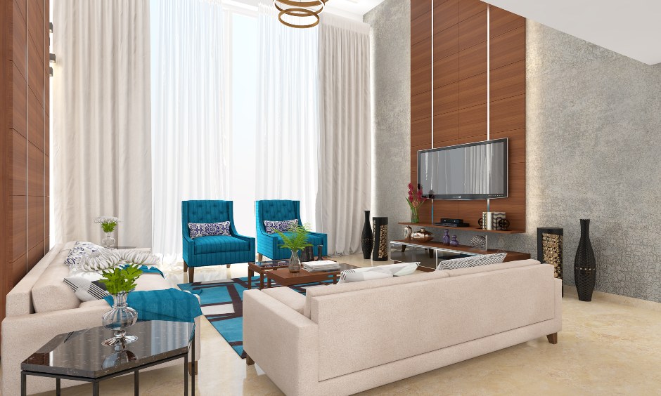 Ceiling to floor sheer modern curtain designs for living room in India are sophisticated, stunning and extremely functional.