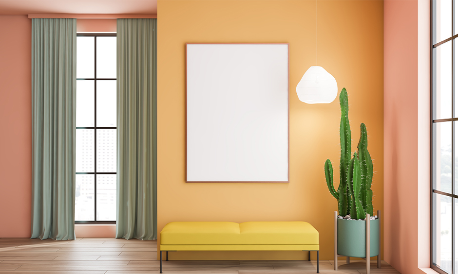 White or grey curtains for yellow walls in your living room for a classy and professional look