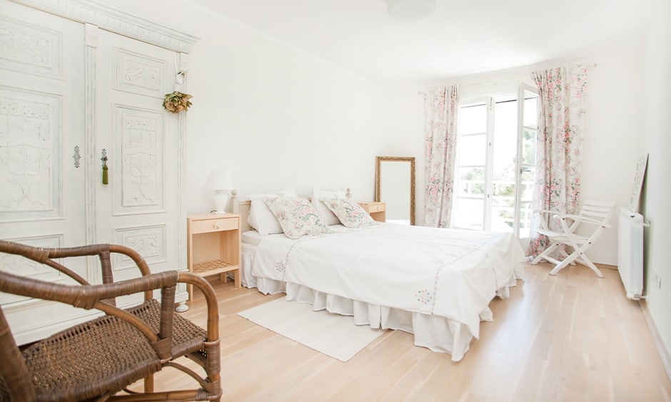 White bedroom cupboard in classic design