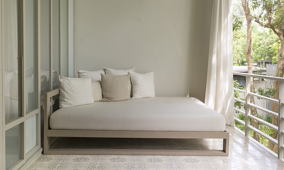 Space-saving sofa bed for the balcony
