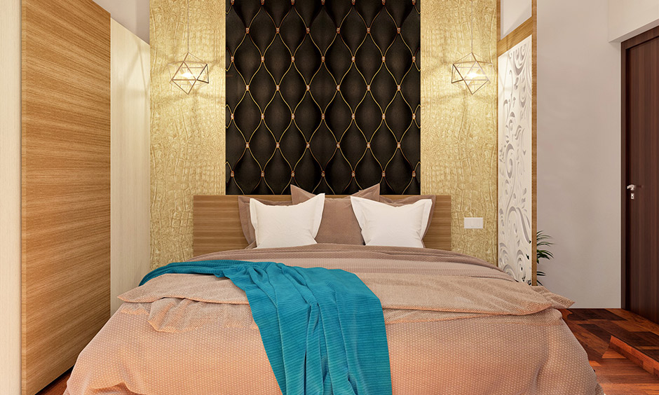 A bedroom designed for grandparents with a glass partition on the side