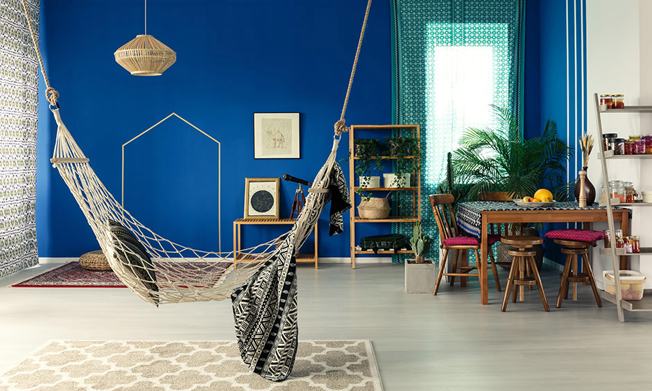 Bohemian home decor- hammock with colourful cushions