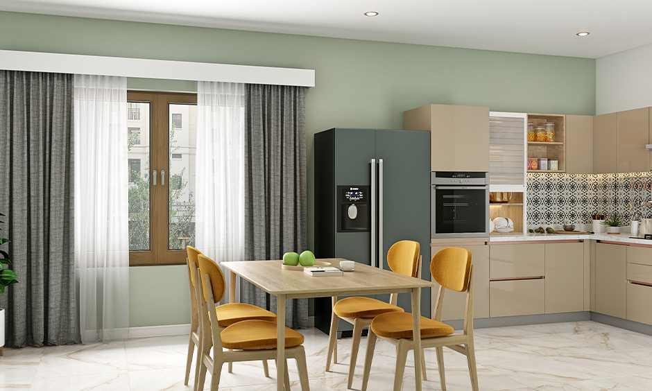 Grey and white modern kitchen curtains