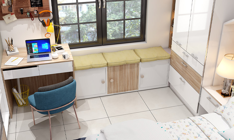 Converted modular shoe cabinet into a bench with storage for kids