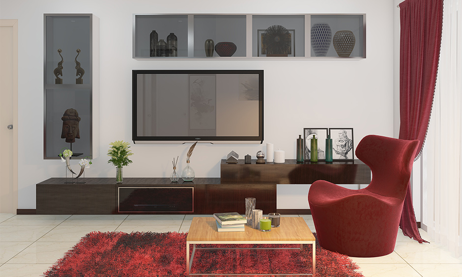 Modern wall showcase designs for living room with glass looks so neat and vibrant