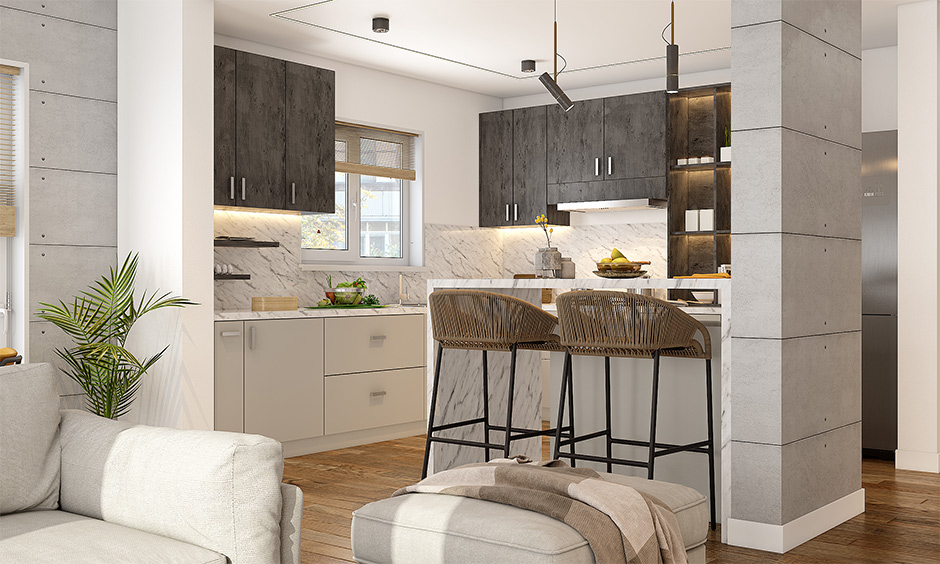 Two color kitchen cabinet ideas idea that mixes matt with rustic laminate