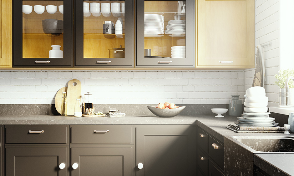 Use different coloured borders for your kitchen design with two tone kitchen cabinet colors