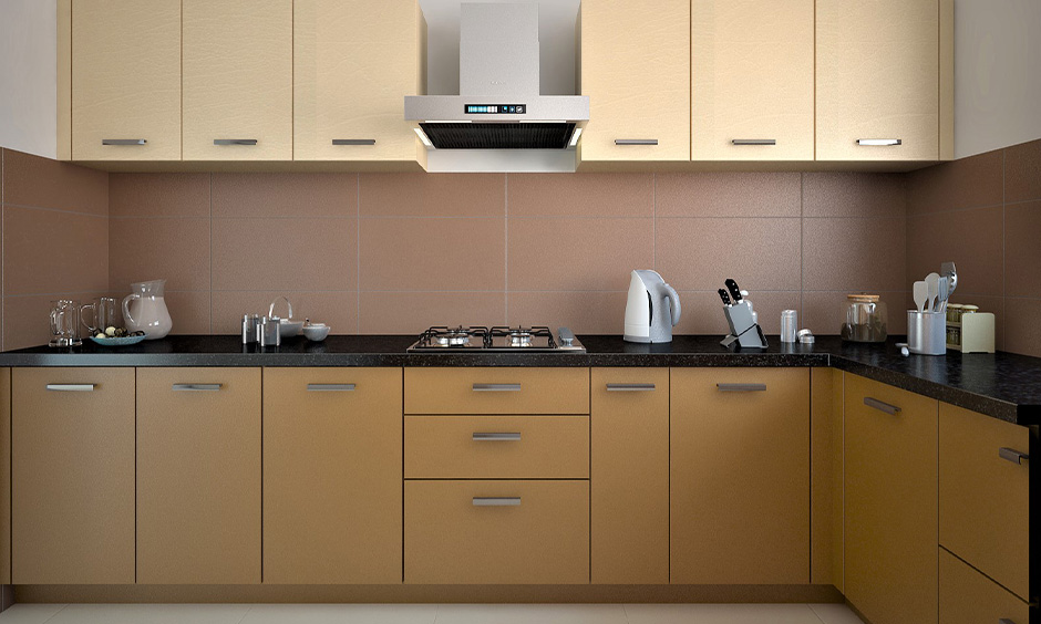 Matte-finish metal kitchen cabinets