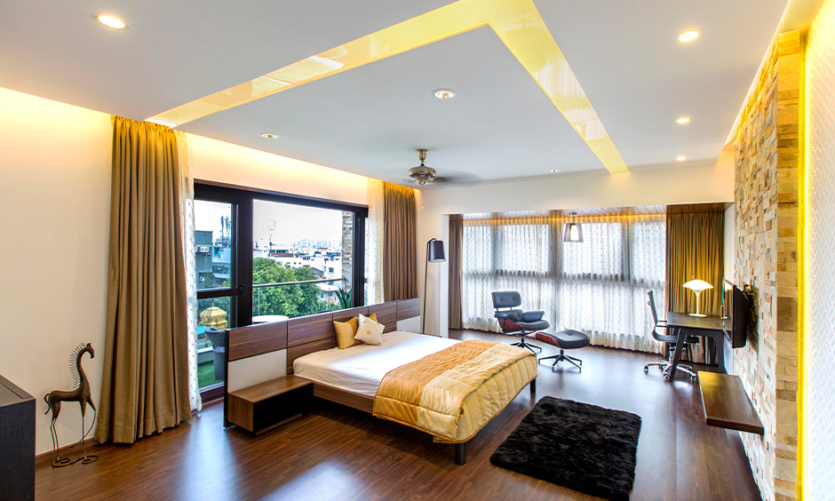 Bedroom PVC ceiling designs with recessed lights