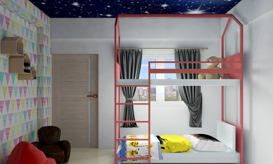 Use blue and white color combination for bedroom walls and ceilings