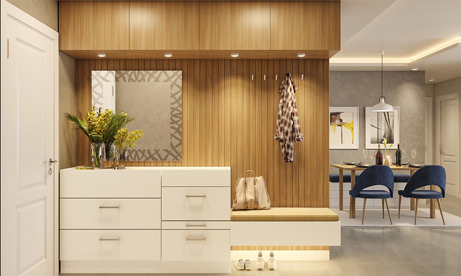 Floating entryway bench design