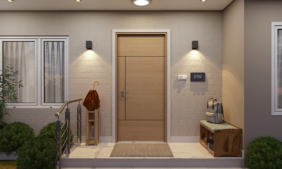 Minimalist wooden safety door design