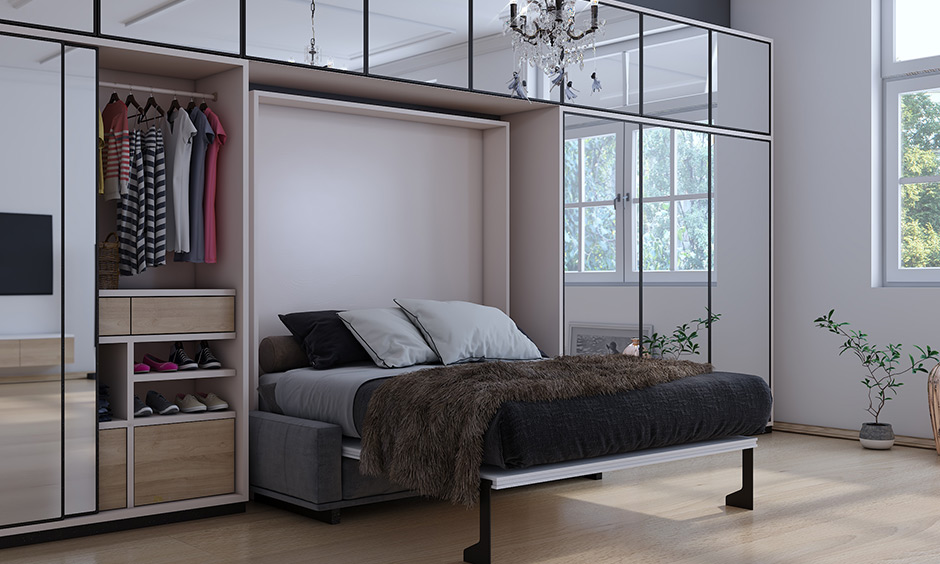 Modern Open Wardrobe Design with mirrors on the door