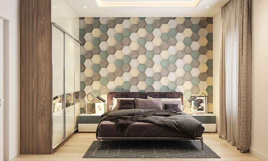 3d hexagonal tiles for bedroom create a visually appealing and dimensional effect