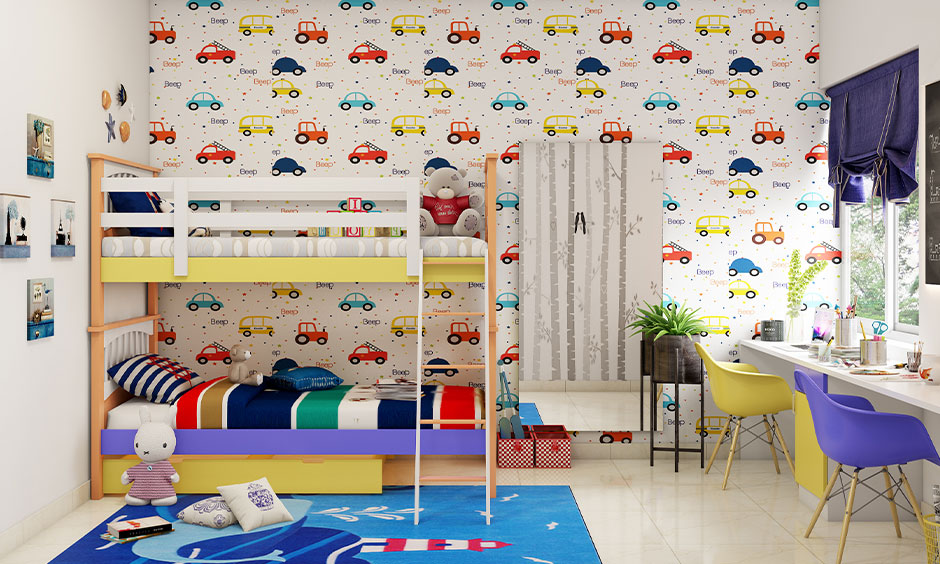 Kid's bunk beds with storage to host play dates