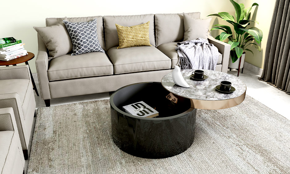 Living room coffee table with storage that hide away all the clutter