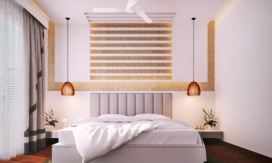 Minimalistic master bedroom design with a stylish headboard and soft colours creates an elegant atmosphere