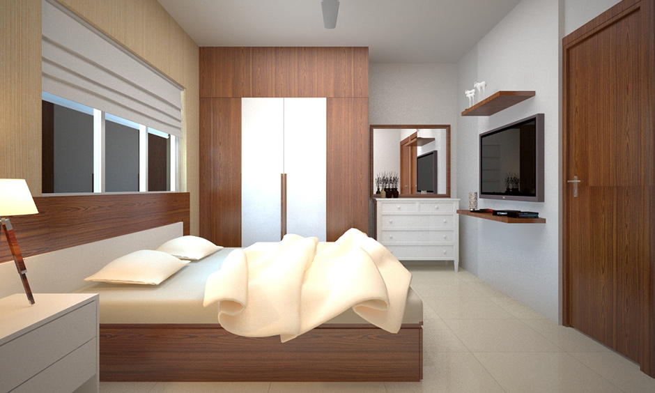 Minimalist bedroom design inspired by nature, featuring warm earthy tones that create a calming ambience