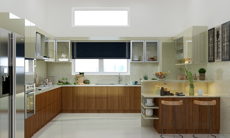 Smart kitchen with plush-glass cabinets