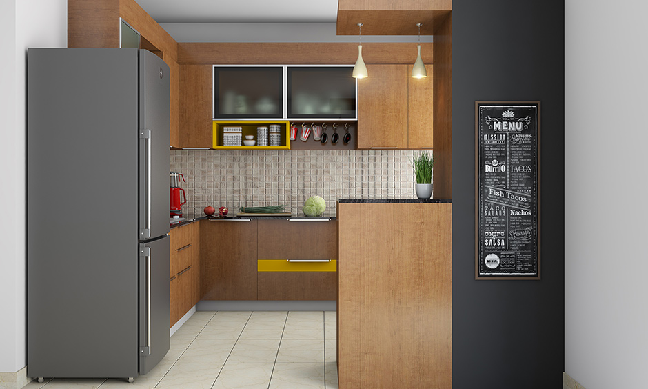 Kitchen wall cabinets made of stained glass to lend a luxe vibe