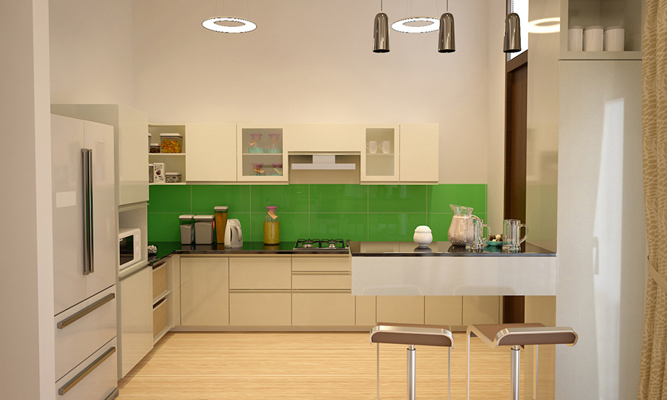 White kitchen with green accents oozes positivity and comfort