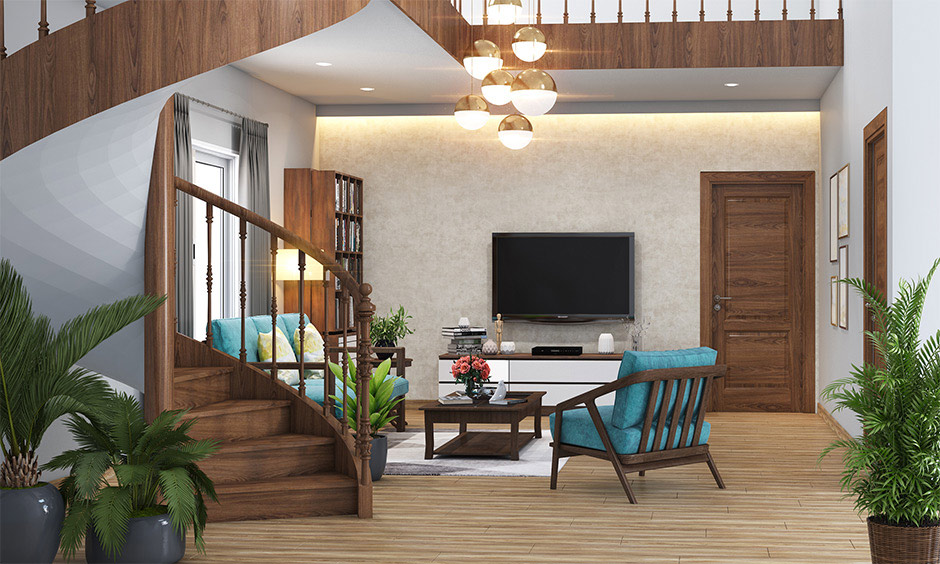 Wooden stairs grill design that adds character to the home