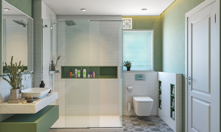 Bathroom glass partition sliding door for a cosy look