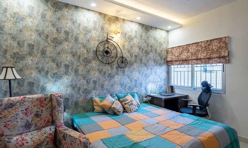 Bedroom designers in bangalore designed a workstation in bedroom