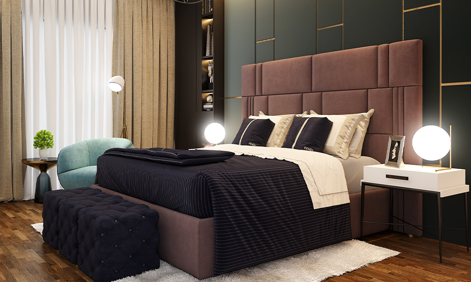 Glam single couch design for bedroom that adds a touch of luxury